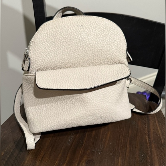 COLAB Cream Pebble Vegan Leather Backpack - Picture 2 of 16